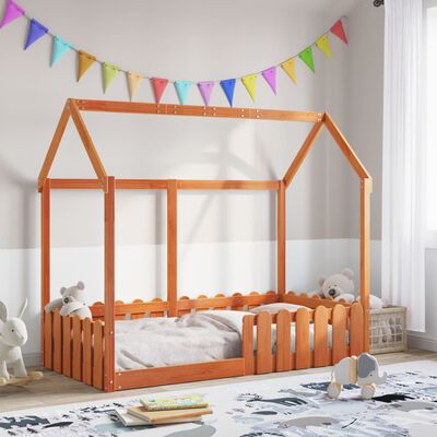 vidaXL Kids' House Bed Frame without Mattress Wax Brown 80x160 cm