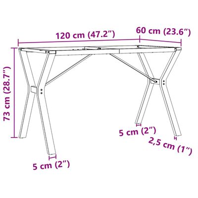 vidaXL Dining Table Legs Y-Frame 120x60x73 cm Cast Iron