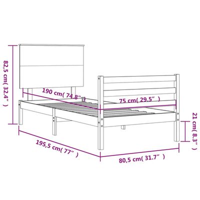 vidaXL Bed Frame without Mattress White Small Single Solid Wood