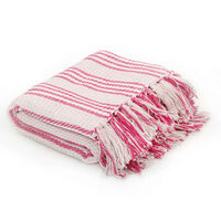vidaXL Throw Cotton Stripes 125x150 cm Pink and White