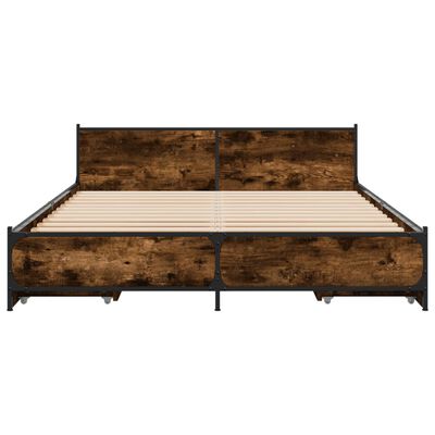 vidaXL Bed Frame with Drawers without Mattress Smoked Oak 120x200 cm