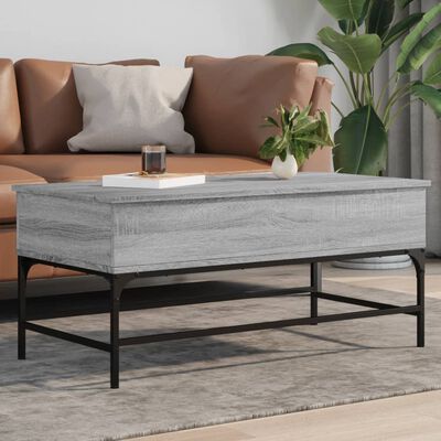 vidaXL Coffee Table Grey Sonoma 100x50x45 cm Engineered Wood and Metal