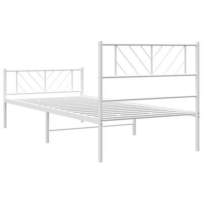 vidaXL Metal Bed Frame without Mattress with Footboard White 107x203 cm