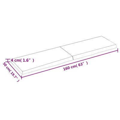 vidaXL Table Top 160x50x(2-4) cm Untreated Solid Wood Oak