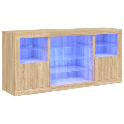 vidaXL Sideboard with LED Lights Sonoma Oak 142.5x37x67 cm