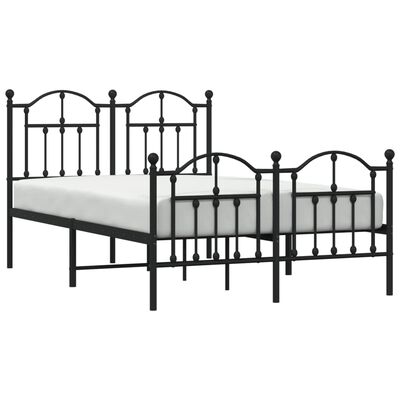 vidaXL Metal Bed Frame without Mattress with Footboard Black 120x190 cm Small Double