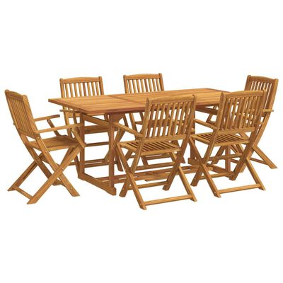 vidaXL 7 Piece Garden Dining Set 180x90x75 cm Solid Wood Acacia