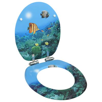 vidaXL WC Toilet Seat with Soft Close Lid MDF Deep Sea Design