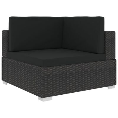 vidaXL 5 Piece Garden Lounge Set with Cushions Poly Rattan Black