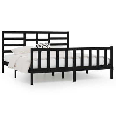 vidaXL Bed Frame without Mattress Black 200x200 cm Solid Wood Pine