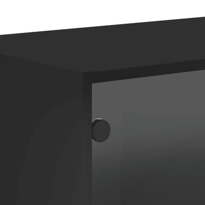 vidaXL Wall Cabinet with Glass Doors Black 68.5x37x35 cm