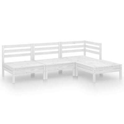 vidaXL 4 Piece Garden Lounge Set Solid Pinewood White