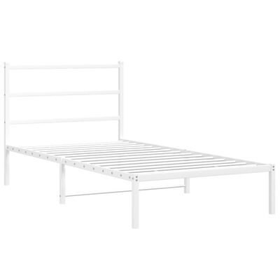 vidaXL Metal Bed Frame without Mattress with Headboard White 100x200 cm