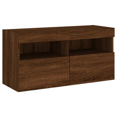 vidaXL 7 Piece TV Wall Cabinet Set with LED Lights Brown Oak