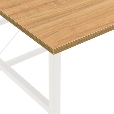 vidaXL Computer Desk White and Light Oak 105x55x72 cm MDF and Metal