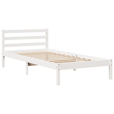 vidaXL Bed Frame without Mattress White 75x190 cm Small Single Solid Wood Pine