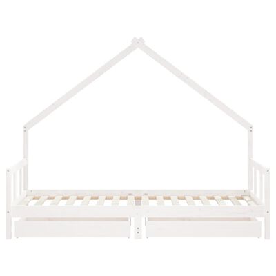 vidaXL Kids Bed Frame with Drawers White 90x200 cm Solid Wood Pine