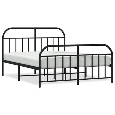 vidaXL Metal Bed Frame without Mattress with Footboard Black 183x213 cm