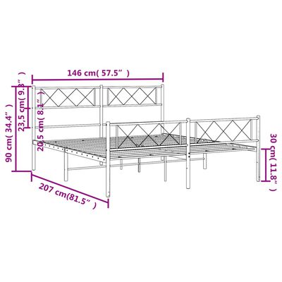 vidaXL Metal Bed Frame without Mattress with Footboard White 140x200 cm