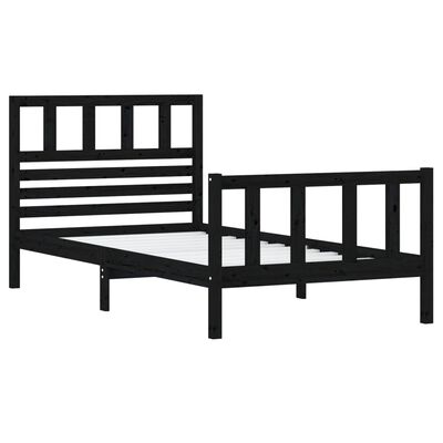 vidaXL Bed Frame without Mattress Black Solid Wood 90x200 cm (810071+814128)