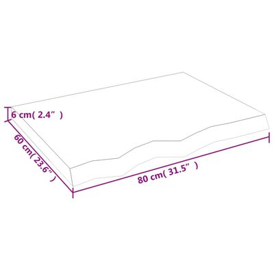 vidaXL Table Top 80x60x(2-6) cm Untreated Solid Wood Oak