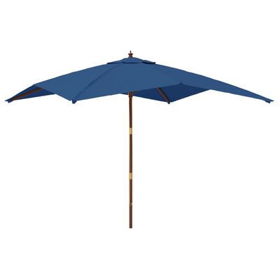 vidaXL Garden Parasol with Wooden Pole Azure Blue 300x300x273 cm