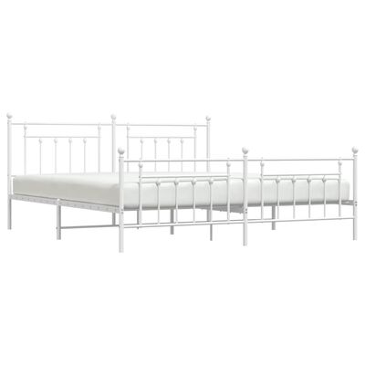 vidaXL Metal Bed Frame without Mattress with Footboard White 193x203 cm