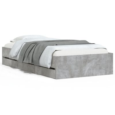 vidaXL Bed Frame with Drawers without Mattress Concrete Grey 100x200 cm