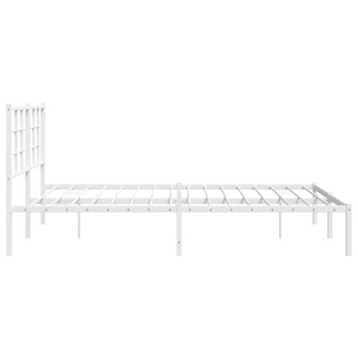 vidaXL Metal Bed Frame without Mattress with Headboard White 160x200 cm