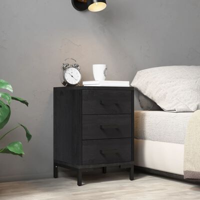 vidaXL Bedside Cabinet Black 36x30x54 cm Solid Pinewood