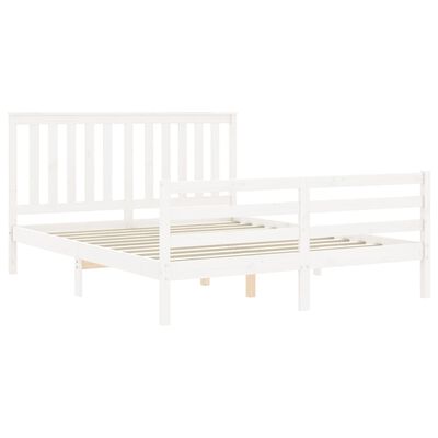 vidaXL Bed Frame without Mattress White King Size Solid Wood