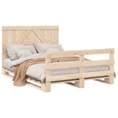 vidaXL Bed Frame without Mattress with Headboard 140x200 cm Solid Wood