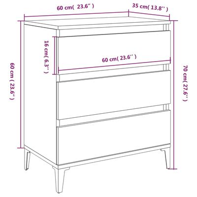 vidaXL Sideboard Grey Sonoma 60x35x70 cm Engineered Wood