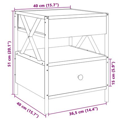 vidaXL Coffee Table with Infinity LED Smoked Oak 40x40x51 cm