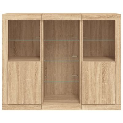 vidaXL Sideboards with LED Lights 3 pcs Sonoma Oak Engineered Wood