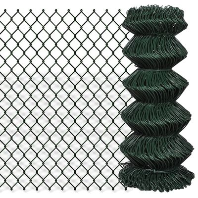 vidaXL Chain Link Fence Steel 0,8x15 m Green