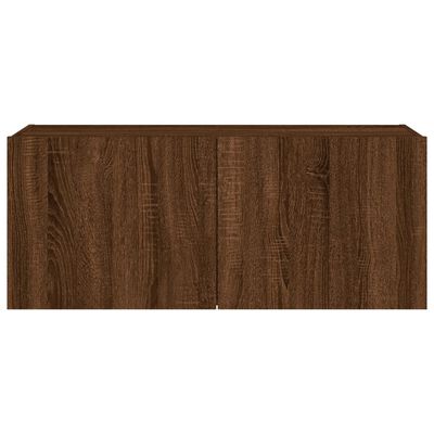 vidaXL TV Wall Cabinet with LED Lights Brown Oak 100x35x41 cm