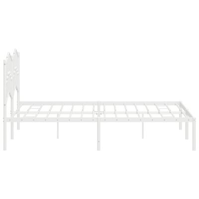 vidaXL Metal Bed Frame without Mattress with Headboard White 135x190 cm Double