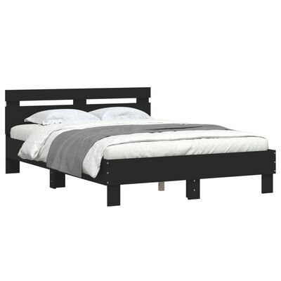 vidaXL Bed Frame with LED without Mattress Black 120x190 cm Small Double