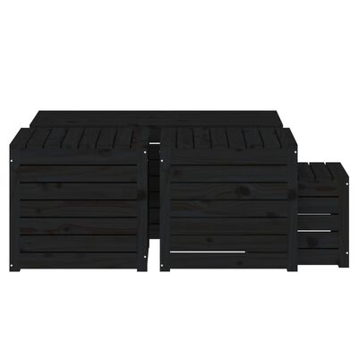 vidaXL 4 Piece Garden Box Set Black Solid Wood Pine