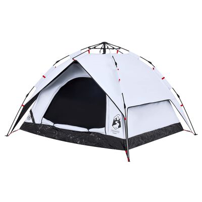 vidaXL Camping Tent Dome 3-Person White Blackout Fabric Quick Release