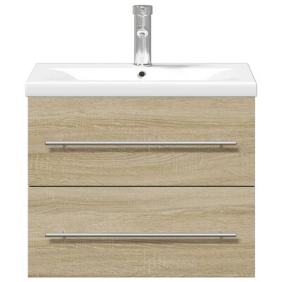 vidaXL Bathroom Sink Cabinet with Built-in Basin Sonoma Oak