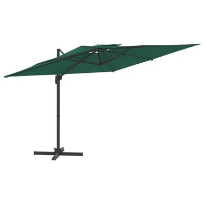 vidaXL Double Top Cantilever Garden Parasol Green 300x300 cm