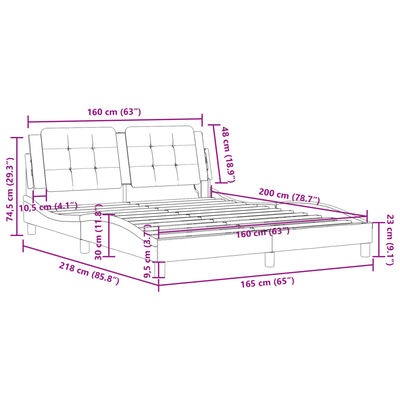 vidaXL Bed Frame with LED without Mattress Grey 160x200 cm