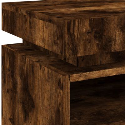 vidaXL Bedside Cabinet with LED Lights Smoked Oak 40x39x48.5 cm