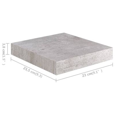 vidaXL Floating Wall Shelves 4 pcs Concrete Grey 23x23.5x3.8 cm MDF