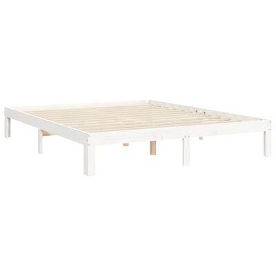 vidaXL Bed Frame without Mattress White King Size Solid Wood Pine