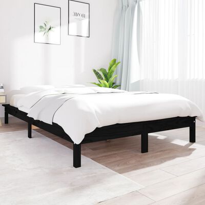 vidaXL Bed Frame without Mattress Black 140x200 cm Solid Wood