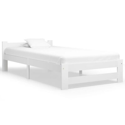 vidaXL Bed Frame without Mattress White Solid Pine Wood 90x200 cm