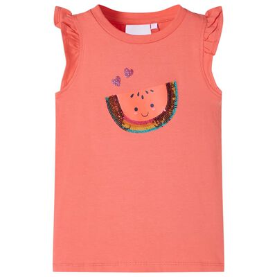 Kids' T-shirt with Ruffle Sleeves Coral 128